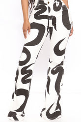 Act Natural Flare Jeans - Black/White Ins Street